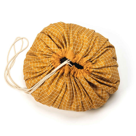 Play&Go - Playmat and Storage bag Organic - Grid Mustard