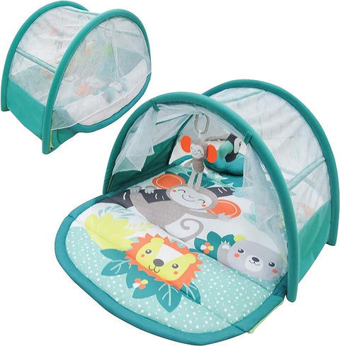 MOON 2 in 1 Nap and Play Travel Floor Mat with Mosquito Net -for Babies 0m+