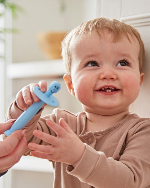 Training Toothbrush With Stopper - Mint Green and Light Blue