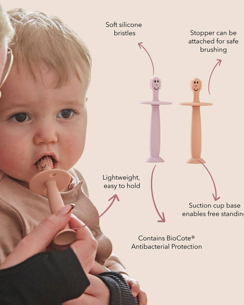 Training Toothbrush With Stopper - Dusty Pink and Lilac