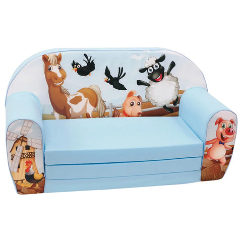 Delsit sofa Bed- Farm Animal Blue-Sky Blue