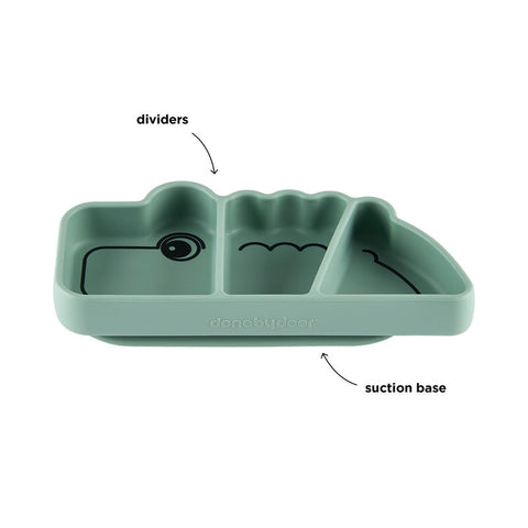Silicone Stick&Stay Snack Plate Croco Green