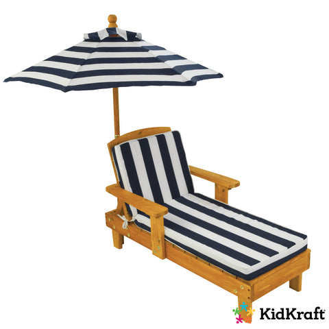 Outdoor Chaise with Umbrella - Navy - www.toybox.ae