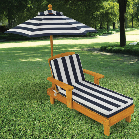 Outdoor Chaise with Umbrella - Navy - www.toybox.ae