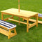 Outdoor Table & Bench Set with Cushions & Umbrella - Navy & White Stripes - www.toybox.ae