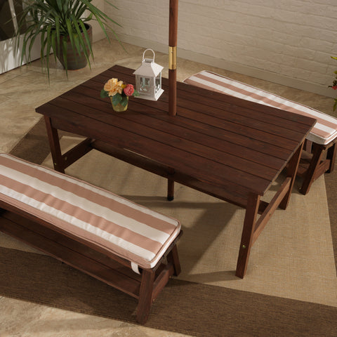 Kidkraft Outdoor Table/Bench Set - Oatmeal & White Stripe - www.toybox.ae