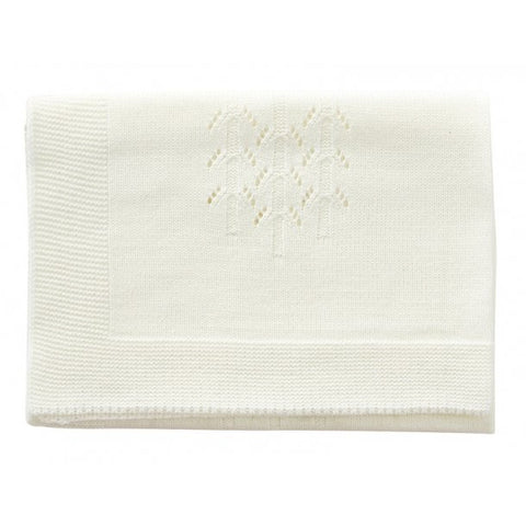 KNITTED BLANKET, CREAM - www.toybox.ae