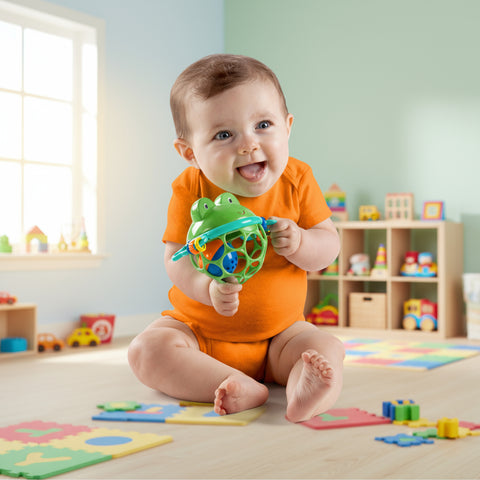 Oball Easy Grasp Jingle & Shake Pal Rattle Infant Toy, Green Frog