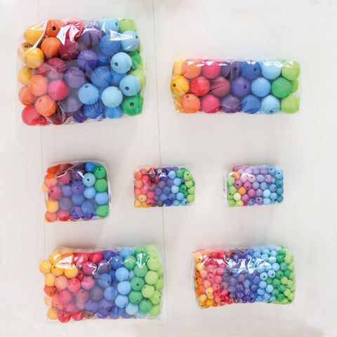 120 Small Pastel Wooden Beads - www.toybox.ae