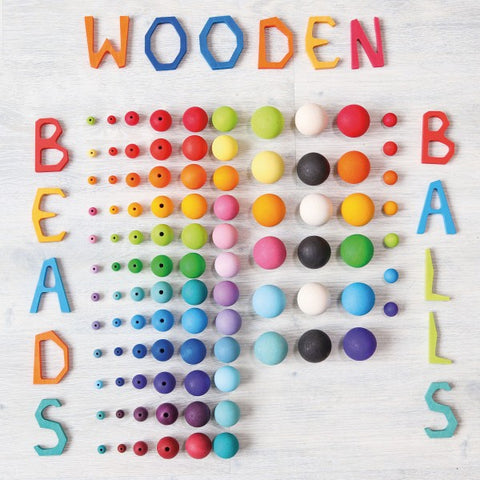 120 Small Pastel Wooden Beads - www.toybox.ae