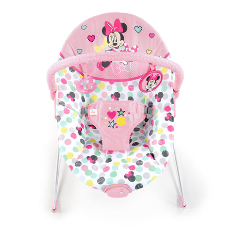 Bright Starts - Disney Baby Minnie Mouse Vibrating Baby Bouncer, Spotty Dotty