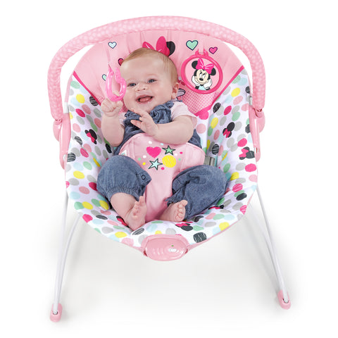 Bright Starts - Disney Baby Minnie Mouse Vibrating Baby Bouncer, Spotty Dotty