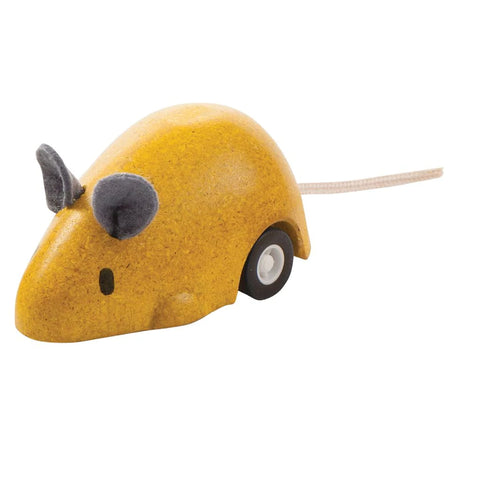Plantoys Wooden Moving Mouse - Yellow - www.toybox.ae