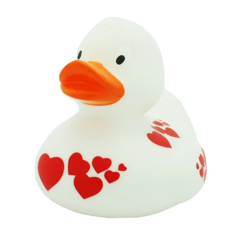 Lilalu-Bath Toy-White Rubber Duck with Red Hearts - www.toybox.ae