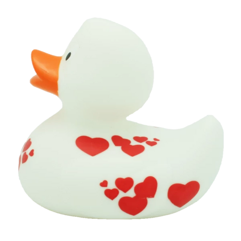 Lilalu-Bath Toy-White Rubber Duck with Red Hearts - www.toybox.ae