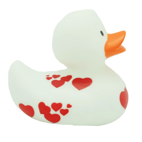 Lilalu-Bath Toy-White Rubber Duck with Red Hearts - www.toybox.ae