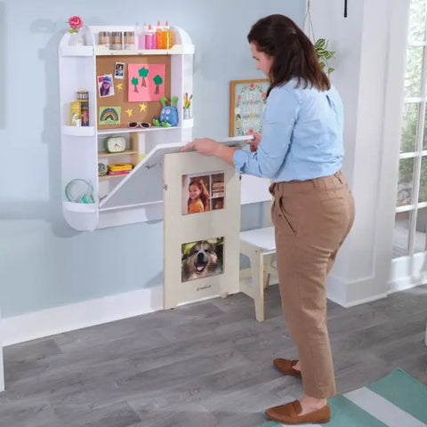 Arches Floating Wall Desk & Chair - White - www.toybox.ae