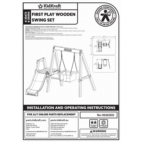 Kidkraft First Play Wooden Swing Set - www.toybox.ae