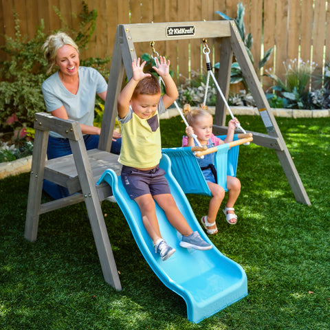 Kidkraft First Play Wooden Swing Set - www.toybox.ae