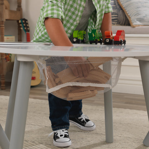 Kidkraft Round Storage Table & 2 Chair Set - Gray & White - www.toybox.ae