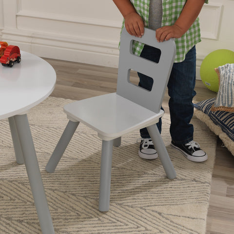 Kidkraft Round Storage Table & 2 Chair Set - Gray & White - www.toybox.ae