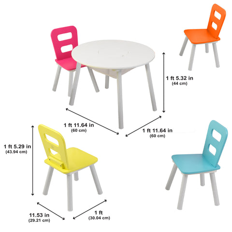 Kidkraft Round Storage Table & 4 Chair Set - www.toybox.ae