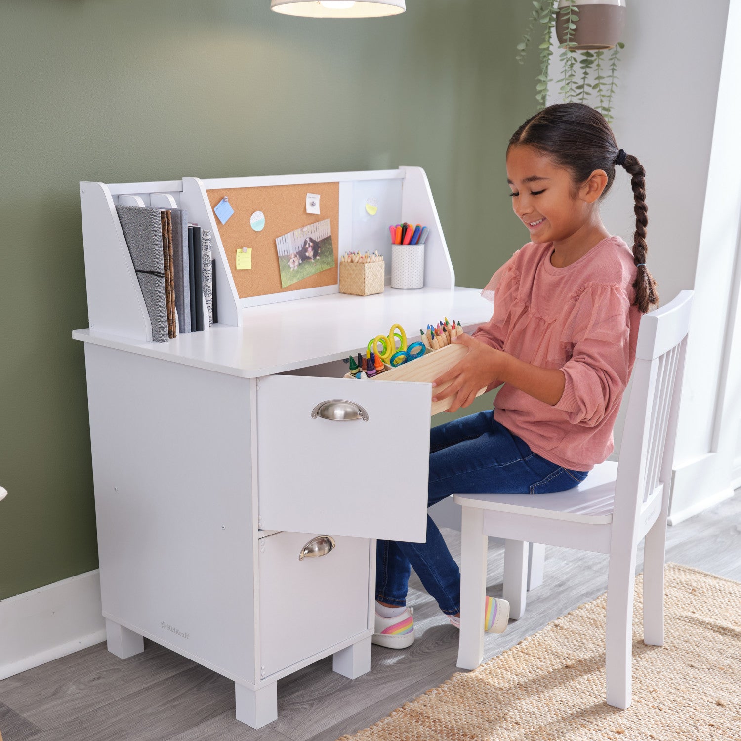 Kidkraft Study Desk with Chair White Toy Box