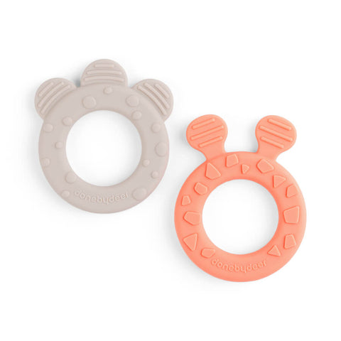 Teether 2-pack Deer friends Sand/Coral - www.toybox.ae