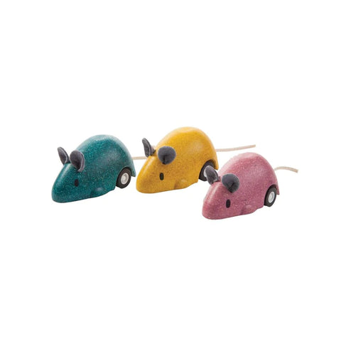 Plantoys Wooden Moving Mouse - Yellow - www.toybox.ae