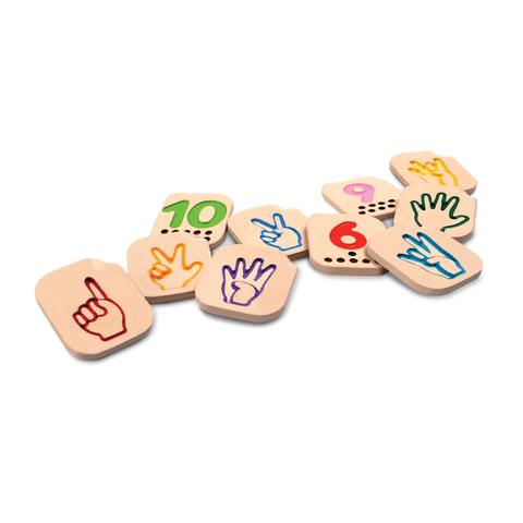 Plantoys Wooden Hand Sign Numbers 1-10 - www.toybox.ae