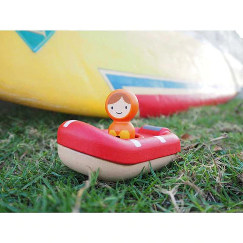 Plantoys Wooden Coast Guard Boat - www.toybox.ae
