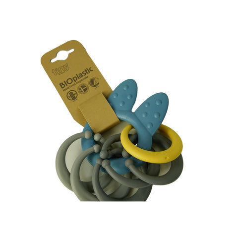 Bioplastic Tiny Teether Ring Chain - Rabbit (Blue) - www.toybox.ae
