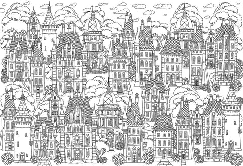 EuroGraphics Color Me Town Houses 300 Pieces Puzzle - www.toybox.ae