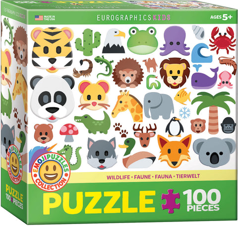 EuroGraphics Emojipuzzle-Wild Animals 100-Piece Puzzle - www.toybox.ae