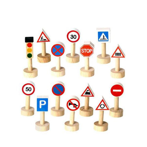 Plantoys Wooden Set Of Traffic Signs & Lights - www.toybox.ae