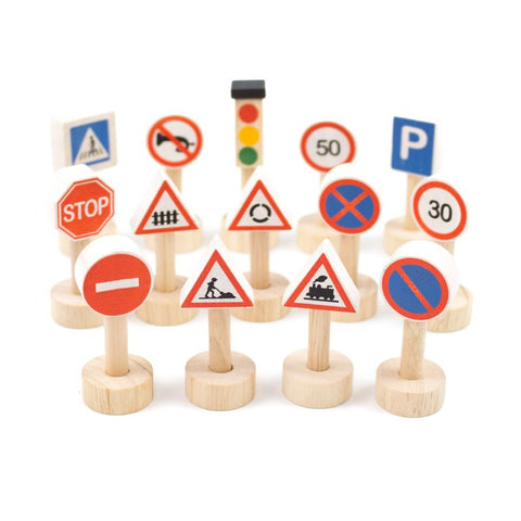 Plantoys Wooden Set Of Traffic Signs & Lights - www.toybox.ae