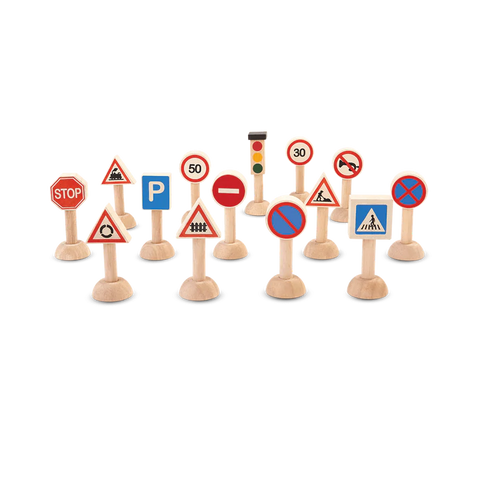 Plantoys Wooden Set Of Traffic Signs & Lights - www.toybox.ae