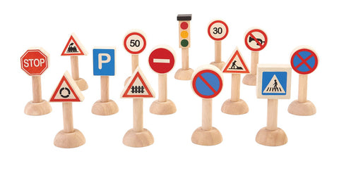 Plantoys Wooden Set Of Traffic Signs & Lights - www.toybox.ae
