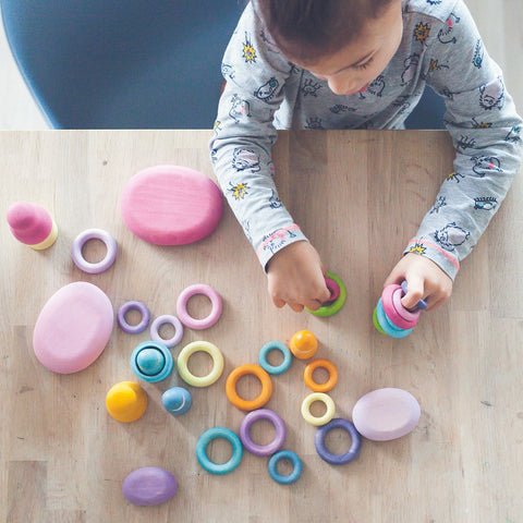 Grimm's Building Rings Pastel - www.toybox.ae