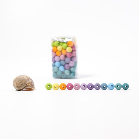 120 Small Pastel Wooden Beads - www.toybox.ae