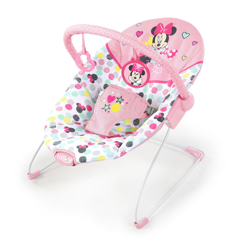 Bright Starts - Disney Baby Minnie Mouse Vibrating Baby Bouncer, Spotty Dotty