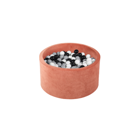 Round Ball Pit - Velvet Marsala - 90X40 W100 Balls (White, Light Grey, Black) - www.toybox.ae