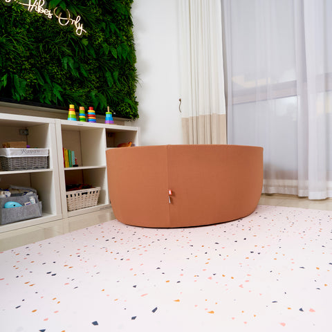 Round Ball Pit - Saddle Brown - 100X40 W400 Balls (Pearl, White, Baby Blue, Golden) - www.toybox.ae