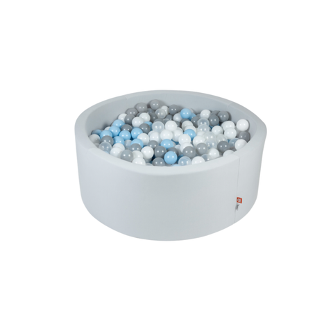 Round Ball Pit 120x50 W200 Balls (Baby Blue, White, Light Grey) - www.toybox.ae