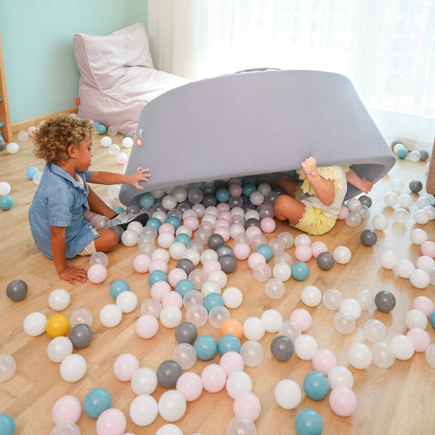 Round Ball Pit 120x50 W200 Balls (Baby Blue, White, Light Grey) - www.toybox.ae