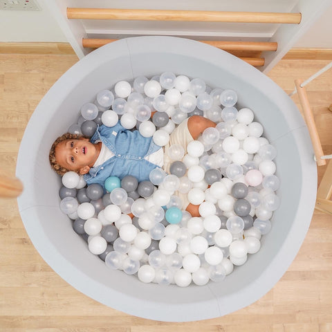 Round Ball Pit 120x50 W600 Balls (Baby Blue, White, Light Grey) - www.toybox.ae