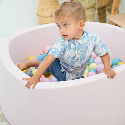 Round Ball Pit 120x50 W200 Balls (Baby Pink, White) - www.toybox.ae