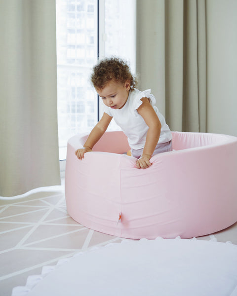 Round Ball Pit 120x50 W600 Balls (Baby Pink, White) - www.toybox.ae