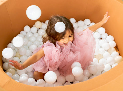 Round Ball Pit - Saddle Brown - 90X40 W100 Balls (Pearl, White, Baby Blue, Golden) - www.toybox.ae