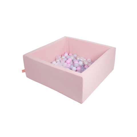 Square Ball Pit 120x120x50 W400 Balls (Baby Pink, Light Grey, Silver, Transparent) - www.toybox.ae